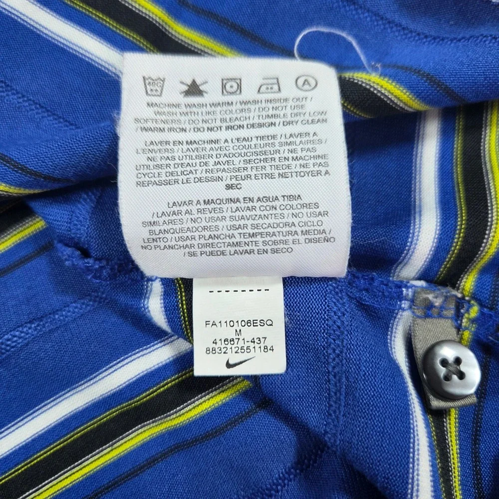 Nike Tiger Woods Collection Mens Blue Striped Golf Polo Shirt M 416671-437